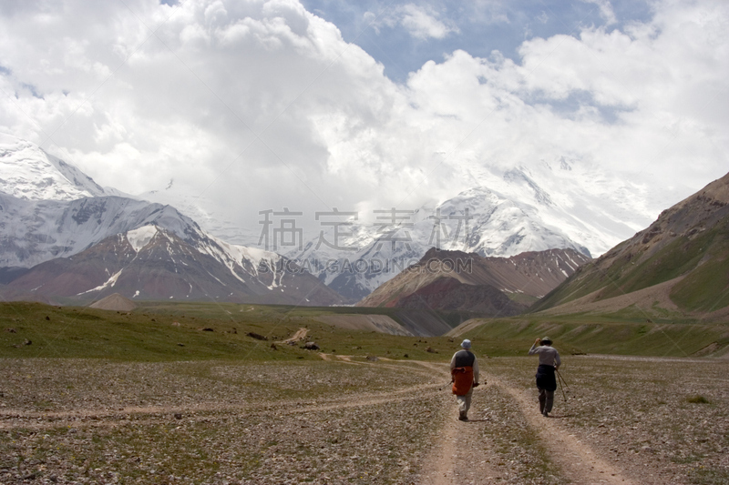 街道,在上面,帕米尔山脉,天空,水平画幅,山,无人,夏天,户外,云景