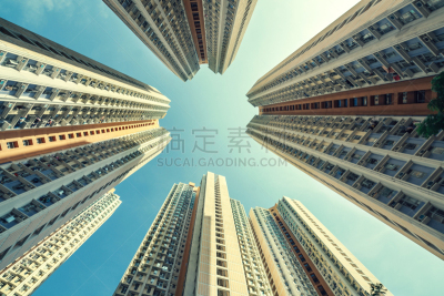 低视角,天空,建筑外部,旺角,九龙半岛,外立面,水平画幅,夜晚,无人,块状