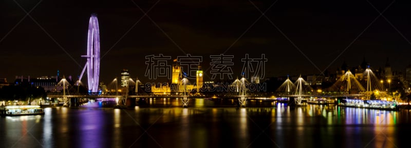 伦敦城,天空,留白,水平画幅,夜晚,无人,泰晤士河,户外,都市风景,国际著名景点