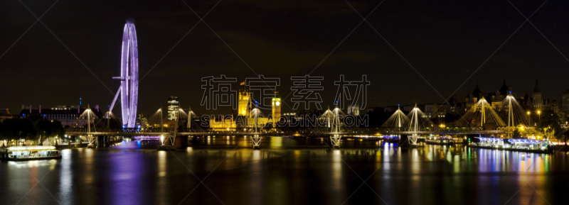 伦敦城,天空,留白,水平画幅,夜晚,无人,泰晤士河,户外,都市风景,国际著名景点