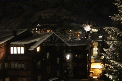 夜晚,瑞士,策尔马特,水平画幅,小木屋,建筑,牧人小屋,无人,欧洲,滑雪运动