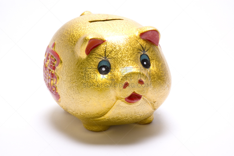 小猪扑满,黄金,数字1,2007,救球,储蓄,水平画幅,运气,黄色,金色