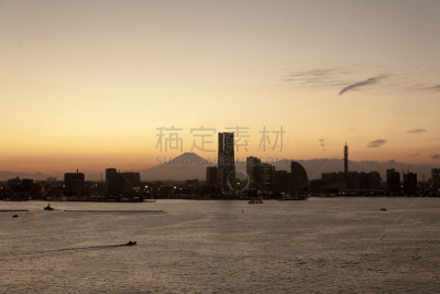 富士山,横滨,水平画幅,填海造地,无人,日本,商用码头,黄昏,户外,建筑结构
