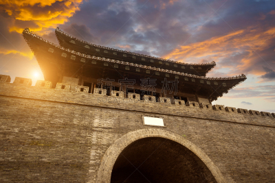 扬州,建筑工地,建筑外部,古老的,砖,唐朝,图像,建筑业,高大的,无人