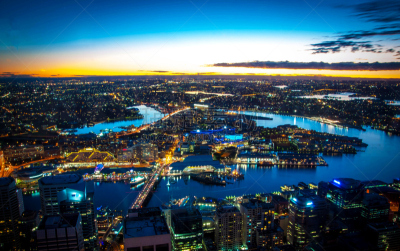 悉尼,夜晚,城市生活,新南威尔士,商务旅行,海港,曙暮光,达伶港,现代