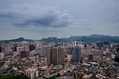 黄昏,韩国,都市风景,首尔,背景聚焦,山脉,国际著名景点,活力,城市生活,暗色