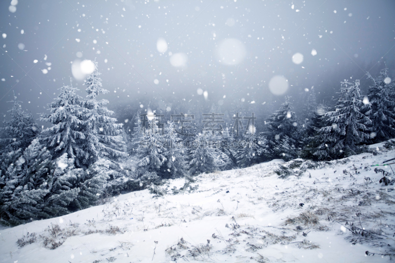 雪,冬天,山,节日,霜,背景,有包装的,天空,美