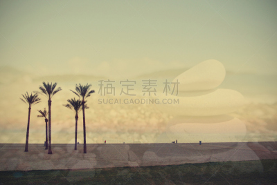 夏天,地形,海滩,阿尔梅里亚,曙暮光,热带气候,黄昏,复古风格,古典式