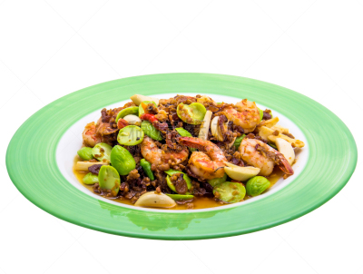 泰国食品,虾,传统,背景分离,螯虾,香料,美丽球花豆,食品,油炸,午餐