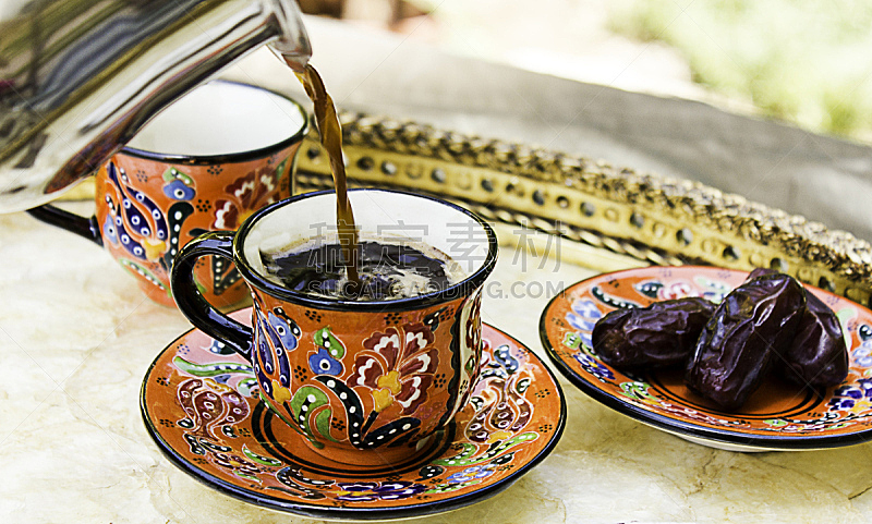土耳其清咖啡,水平画幅,无人,2015年,早晨,饮料,咖啡,枣椰子,摄影