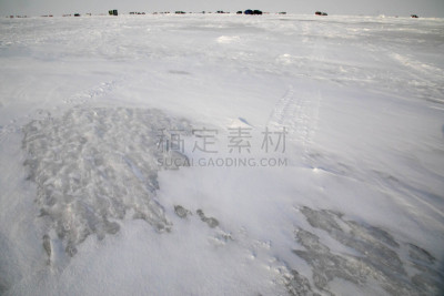 伍兹湖,明尼苏达,冻结的,冰块,房屋,风,水平画幅,雪,陆用车,偏远的