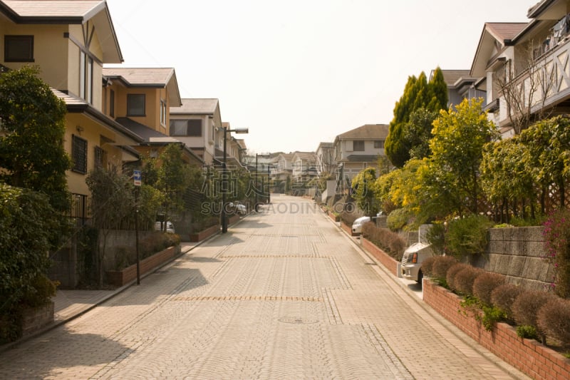 居住区,独立式住宅,横滨,日本,郊区,城镇景观,神奈川县,路,水平画幅,地形