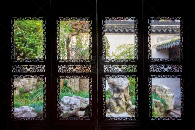 窗户,上海,豫园,旅游目的地,水平画幅,景观设计,建筑,无人,户外,都市风景