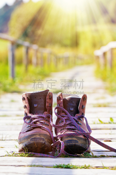太阳,登山靴,垂直画幅,褐色,巴登-符腾堡州,泥土,户外,草,两个物体,靴子