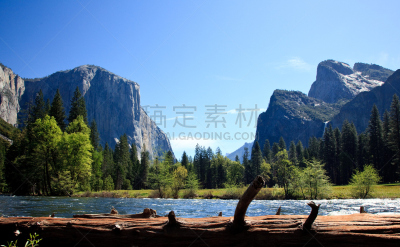 风景,优胜美地山谷,麦瑟德河,水,天空,水平画幅,山,瀑布,无人,户外