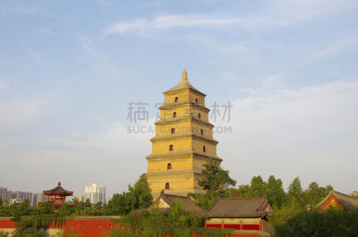 巨大的,宝塔,唐朝,陕西省,度假胜地,水平画幅,佛教,无人,东亚,摄影