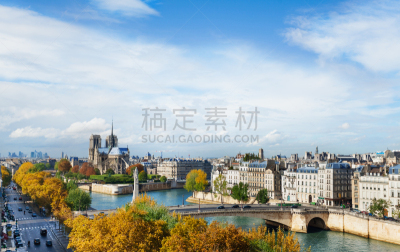 河流,塞纳河,巴黎,巴黎圣母院,纪念碑,天空,外立面,水平画幅,无人