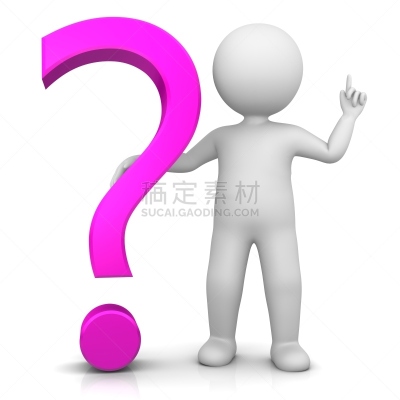 举起手,简笔人物画,分离着色,粉色,三维图形,标点符号,问号,标志,指着