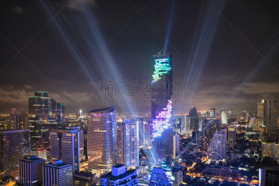 摩天大楼,塔,silom,办公室,天空,水平画幅,夜晚,无人,交通,曙暮光