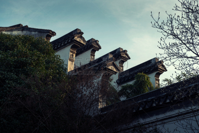 清朝,屋顶,天空,灵性,优美,古老的,家庭生活,旅行者,居住区,白色