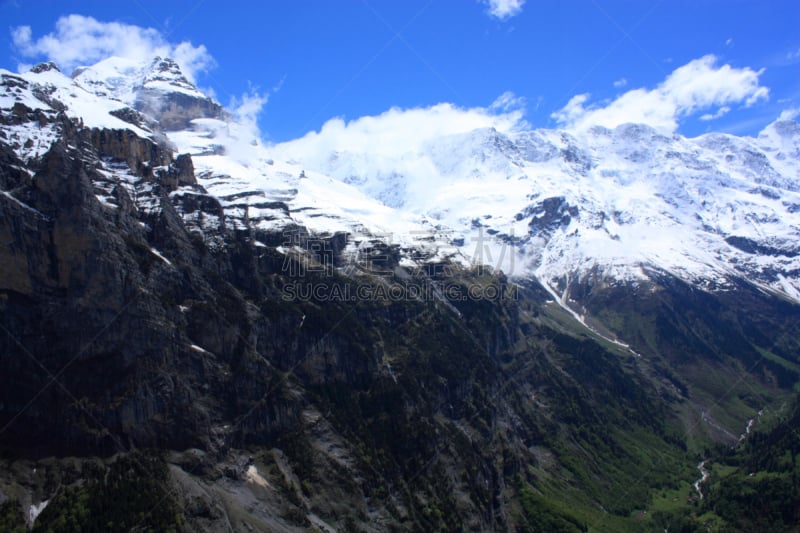 瑞士阿尔卑斯山,基米尔沃尔德,施雷克峰,米伦莫伦,希尔特峰,威特洪山,艾格峰,因特拉肯,水平画幅,山