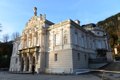 宫殿,美,慕尼黑,林德霍夫城堡,宁静,水平画幅,建筑,美人,欧洲,黄昏