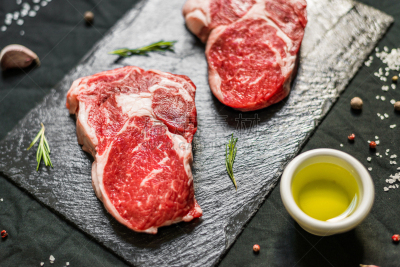 肉,牛排,草本,香料,肉牛,黑色背景,肉眼牛排,赫里福德,赫里福牛,神户
