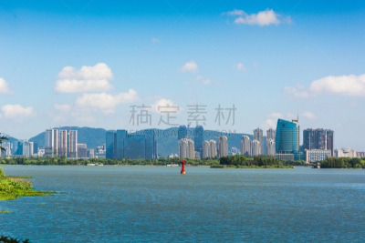 现代,湖,公寓,蓝色,上海,高大的,2016,办公大楼,中国,八月