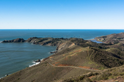 海岸线,旧金山,水,美国,水平画幅,岩石,无人,博妮塔灯塔,海岬,户外