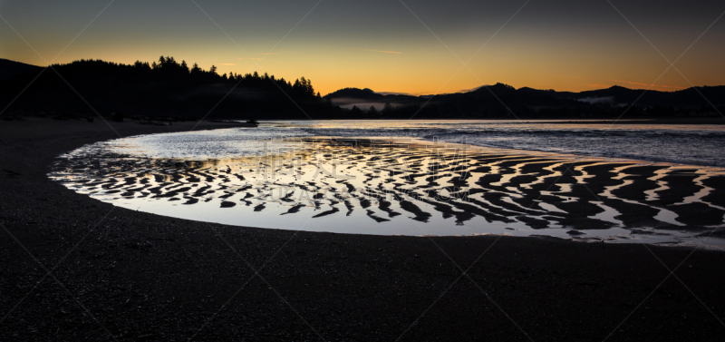 水,奥勒冈海滨,水平画幅,沙子,无人,全景,早晨,户外,海滩,山