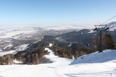滑雪坡,山,电缆,天空,座位,水平画幅,雪,椅子,户外,交通方式