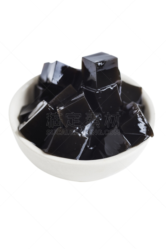草,碗,果冻,餐具,垂直画幅,夏天,甜点心,白色,清新