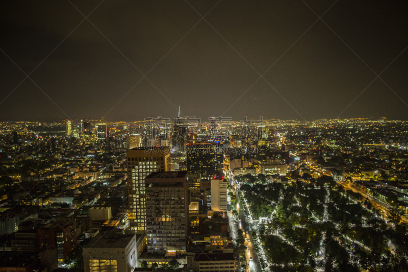 夜晚,墨西哥城,夜生活,水平画幅,无人,墨西哥,城市生活,拉丁美洲塔,拉丁美洲,摄影