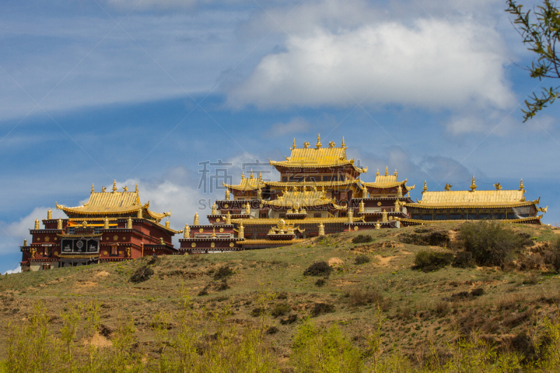 松赞林寺,香格里拉县,云南省,灵性,水平画幅,犹太教会堂,户外,过去,山