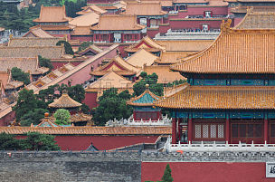 故宫,北京,特写,高大的,角度,清朝,明朝风格,瓦,宫殿,建筑特色