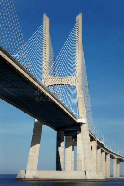 瓦斯科·达·伽马大桥,部分,塔霍河,高架桥,垂直画幅,建筑,无人,欧洲,里斯本,户外