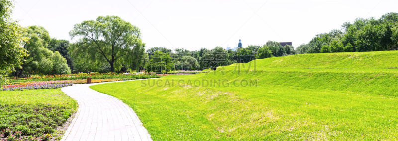 爱达荷公园岛,日光,留白,运河,哈尔滨,早晨,草坪,夏天,完美,都市风景