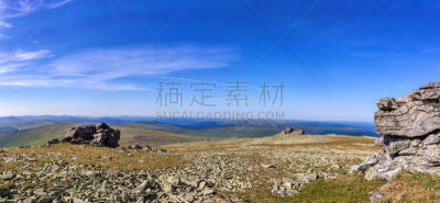 云,自然,全景,山,夏天,针叶林,山谷,地形,高原,露头