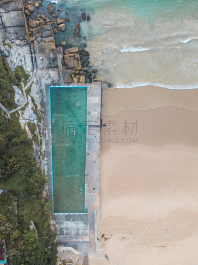 潮水坑,曼莉海滩,海岸线,绿松石色,背景,澳大利亚,夏天,户外,晴朗,沙子