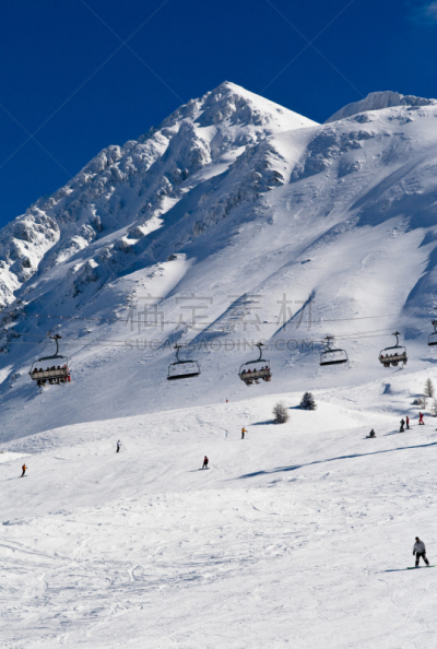 法国,雷札克,滑雪场,垂直画幅,天空,度假胜地,山,提举,雪,滑雪坡