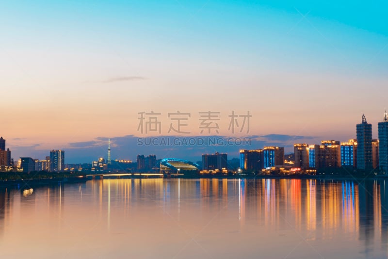 夜晚,湖,城市,水,天空,公园,水平画幅,无人,户外,云景