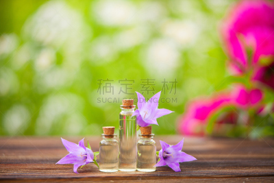 自然美,桌子,精华液,广口瓶,选择对焦,美,creeping bluet,芳香的,水平画幅,无人