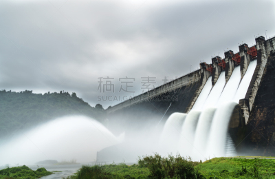 水,水坝,在上面,撒出,活力,技术,泰国,水库,尤巴,河流