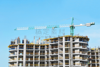 起重机,建筑工地,摩天大楼,电缆绞车,混泥土块,建筑的故事,脚手架,天空,新的,边框