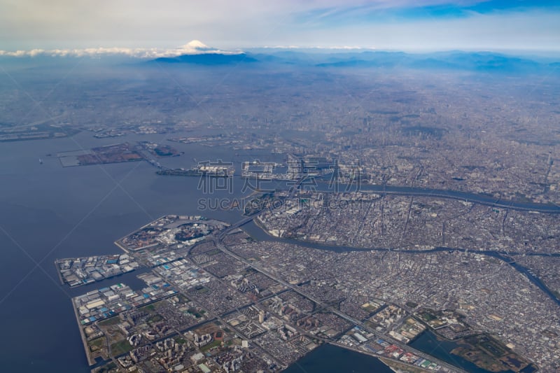 东京湾,富士山,航拍视角,东京国际机场,羽田,填海造地,桁架桥,东京彩虹桥,台场,水湾