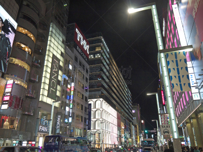 银座,夜晚,闪亮的,中央区,红绿灯,零售展示,路灯,运动模糊,城市生活,汽车
