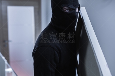 盗贼,绘画作品,巴拉克拉法帽,入室行窃,夜贼,故意破坏艺术行为,水平画幅,夜晚,特写,男性