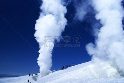 风景,留白,旅游目的地,水平画幅,雪,无人,蓝色,旭川,旭岳火山,日本