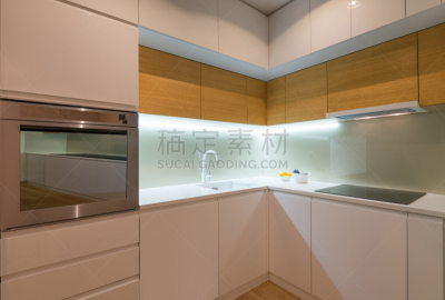 现代,室内,厨房,褐色,新的,水平画幅,无人,块状,家具,干净