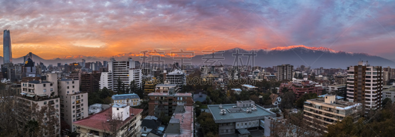 曙暮光,云,山脉,非凡的,全景,圣地亚哥德古巴,雪,都市风景,城市天际线,智利